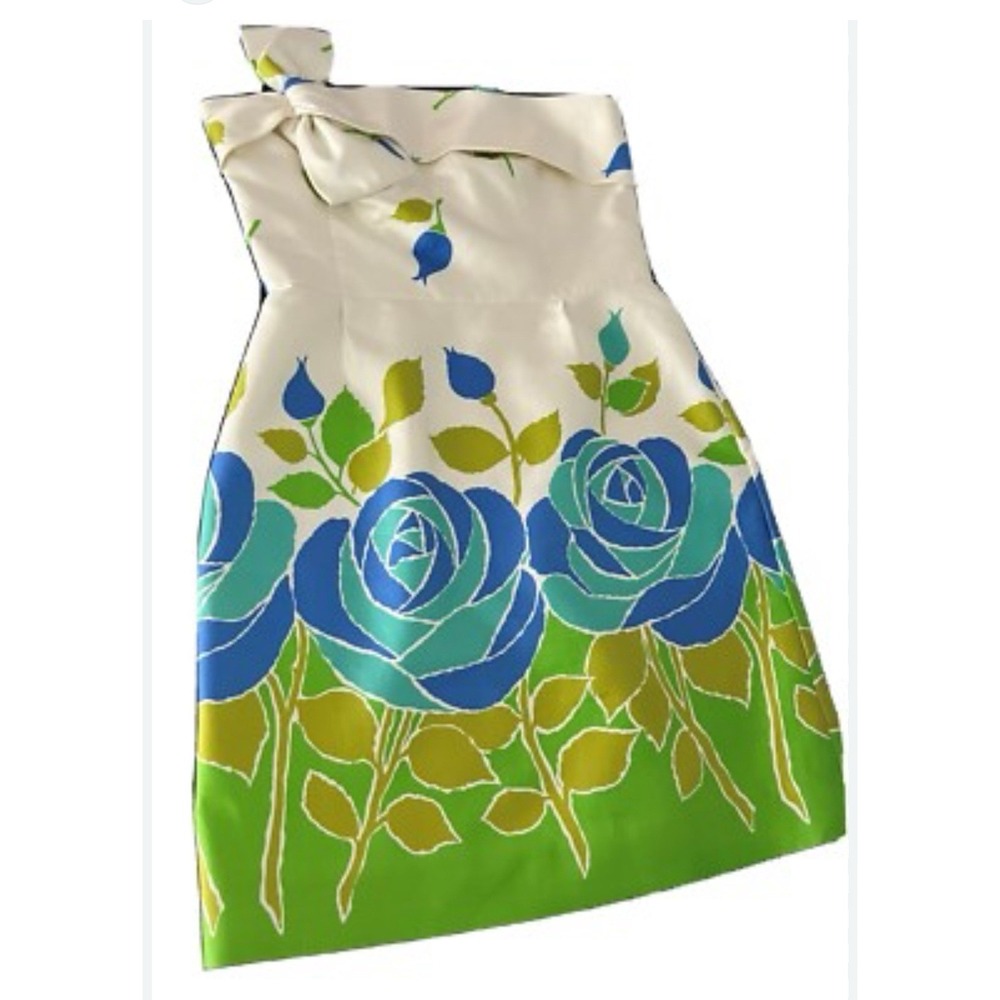 Kate Spade Cotton & Silk  Floral Strapless Dress Sz 8. Perfect For Wedding/Party